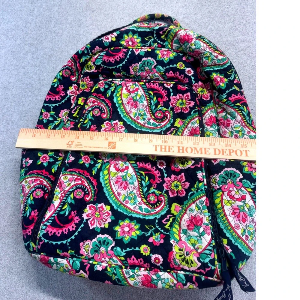 Vera Bradley Campus Backpack Womens Large Navy Pink Paisley In Paradise Quilted
